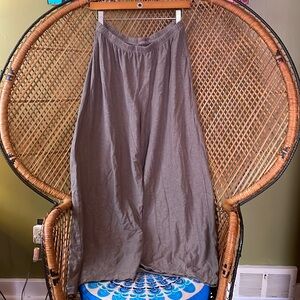 Cut Loose Cotton Linen Wide Leg Pant - Gray/Brown - Size M